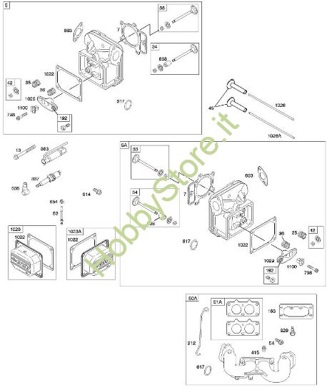 F - Testata, collettore di aspirazione, valvole B&S - 40 €¦ 405777-0126-E1 brand Stihl